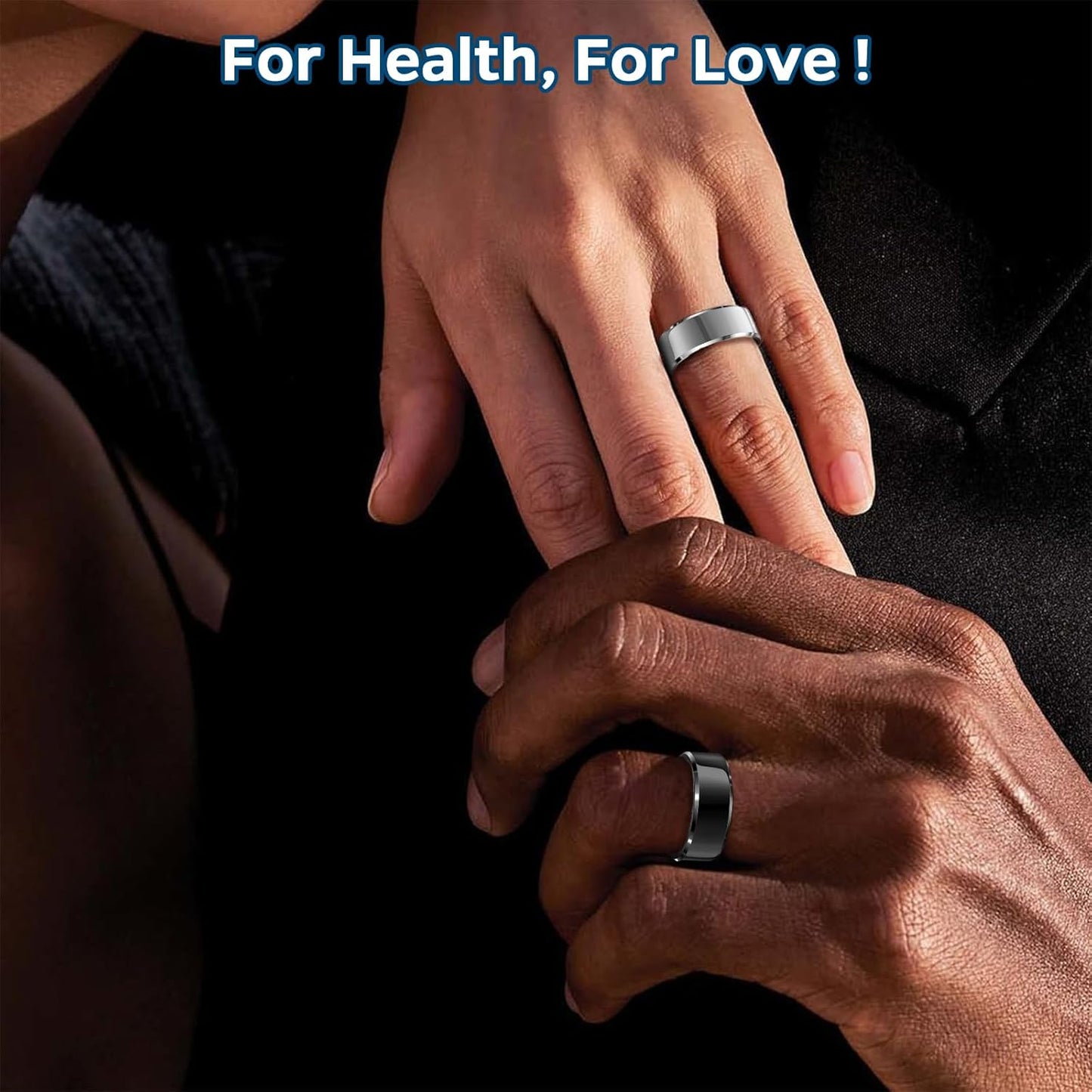 Smart Health Tracking Ring with Sleep Monitoring, Heart Rate Monitoring, Waterproof Fitness Features, Activity Tracking (Steps, Distance, Calories), Air Gesture Control, Up to 7-Day Battery Life, Compatible with iOS and Android (Black, Size #10)