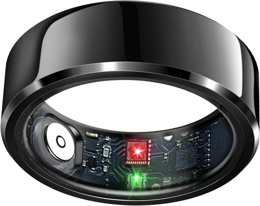 Smart Health Tracking Ring with Sleep Monitoring, Heart Rate Monitoring, Waterproof Fitness Features, Activity Tracking (Steps, Distance, Calories), Air Gesture Control, Up to 7-Day Battery Life, Compatible with iOS and Android (Black, Size #10)